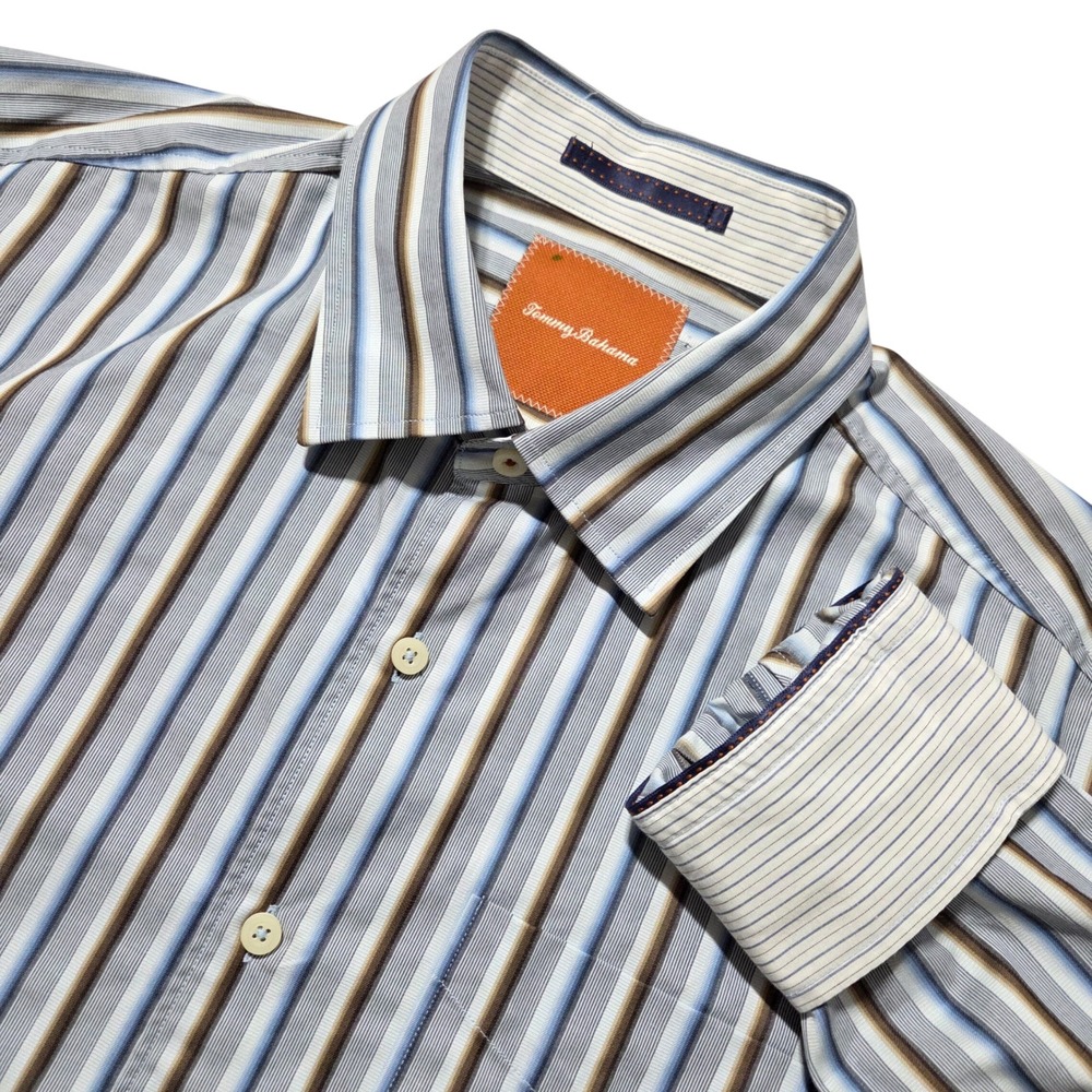 Tommy Bahama Striped Button Up Shirt Long Sleeve Casual Menswear L